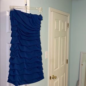Blue Strapless Bodycon Dress